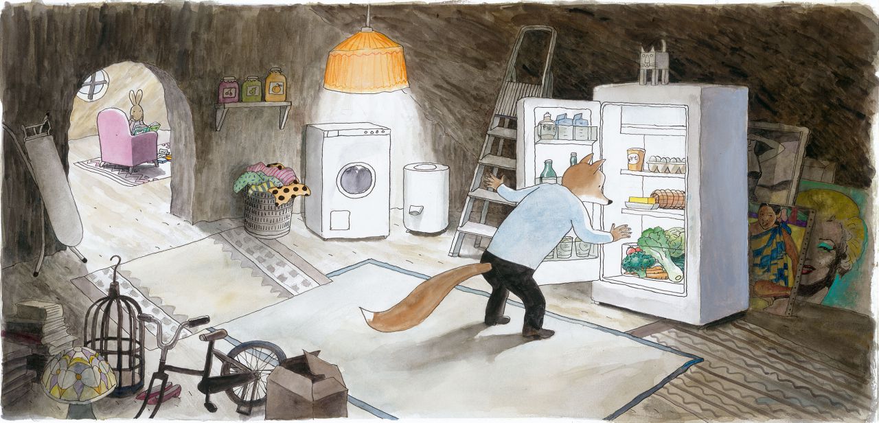 Uit <i>Vos en Haas op zoek naar koek</i>, Sylvia Vandenheede. Lannoo (2006)