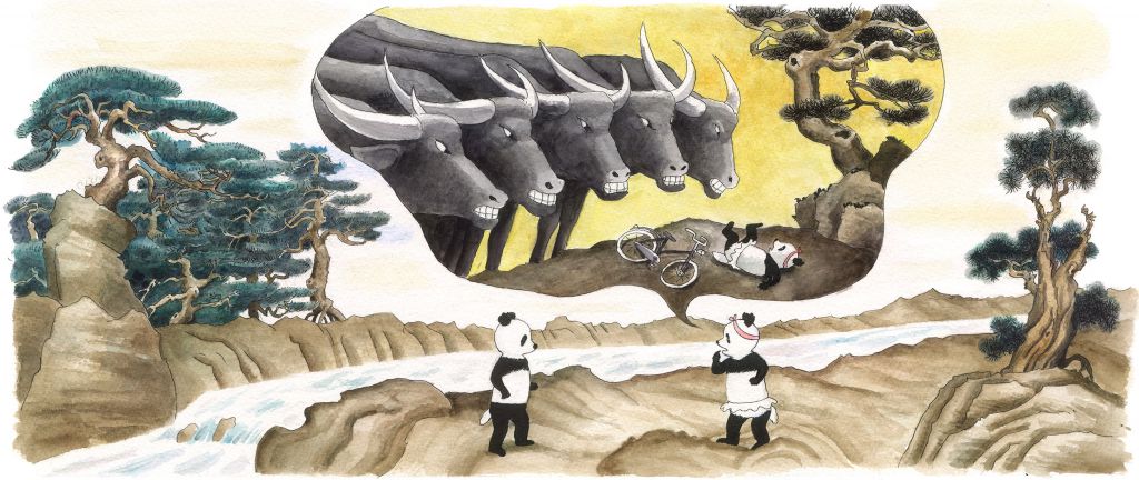 Uit <i>Xing Ya en Wu Wen gaan logeren</i>, Jet Bakels. Rubinstein (2017)