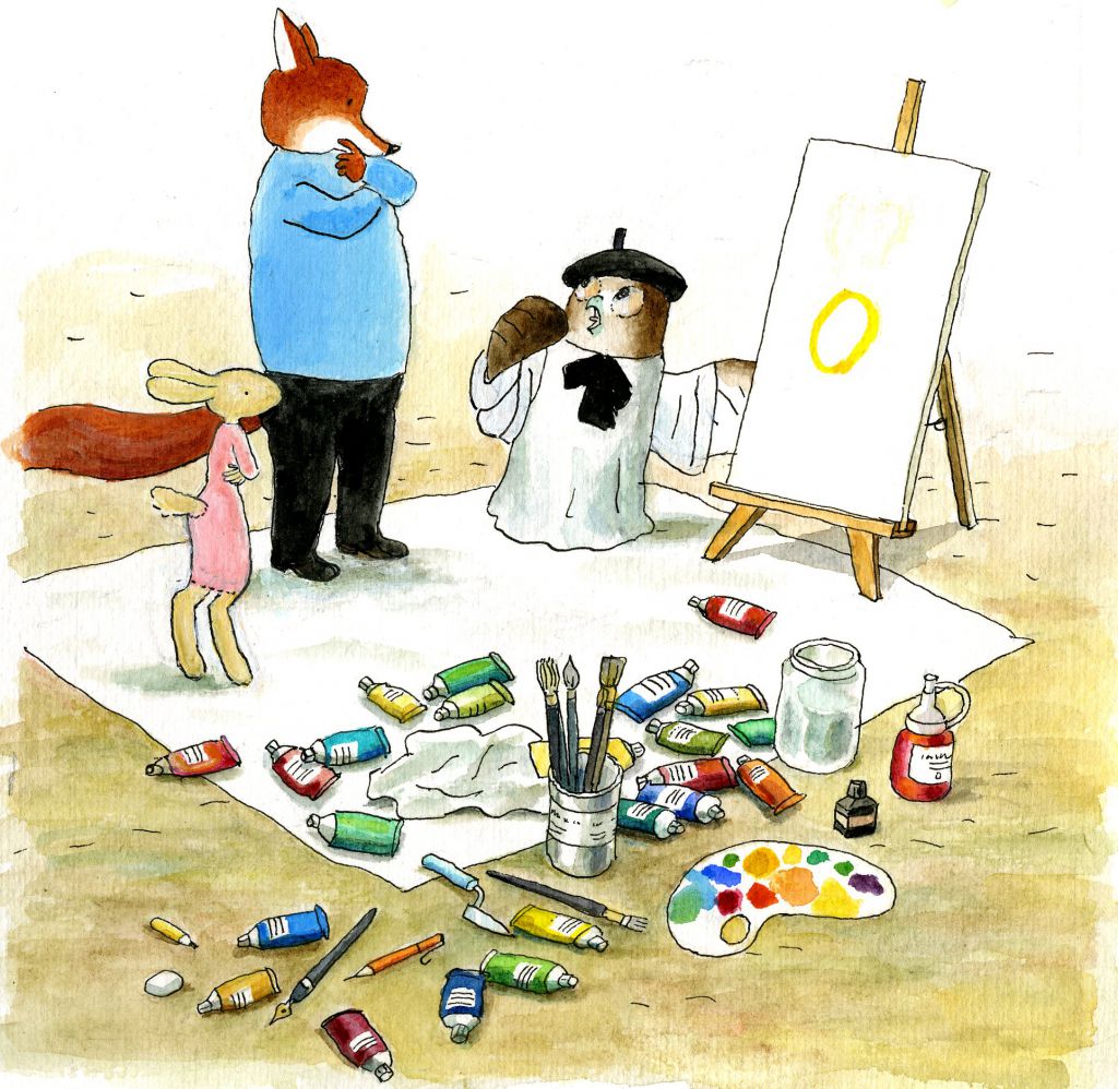 Uit <i>Vos en Haas: een ei op een ezel</i>, Sylvia Vandenheede. Lannoo (2014)