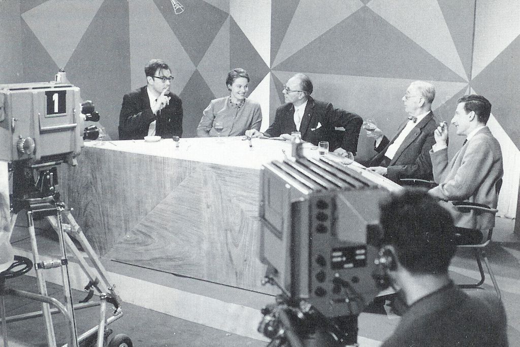 Godfried Bomans, Hella S. Haasse, Karel Jonckheere, Victor E. van Vriesland en Harry Mulisch in 'Hou je aan je woord'