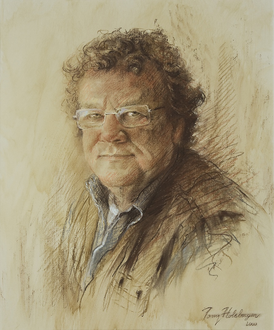 De afbeelding toont een kunstzinnig portret van Lenze L. Bouwers. Gemaakt door: Tonny   Holsbergen