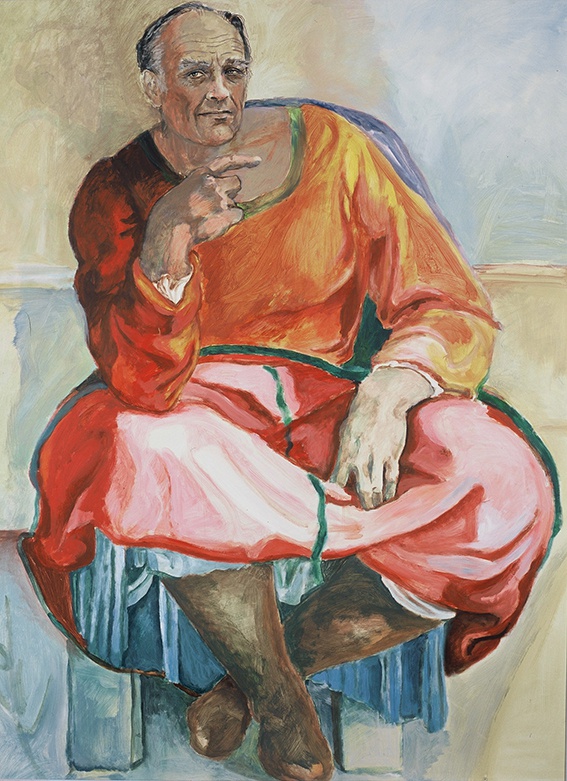 De afbeelding toont een kunstzinnig portret van Hugo Brandt Corstius - Jeremia. Gemaakt door: Ine Laurant