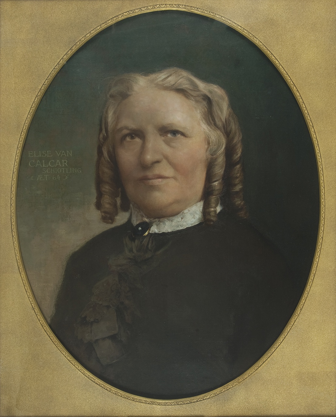 De afbeelding toont een kunstzinnig portret van Elise van Calcar. Gemaakt door: J.H. Sikemeier 