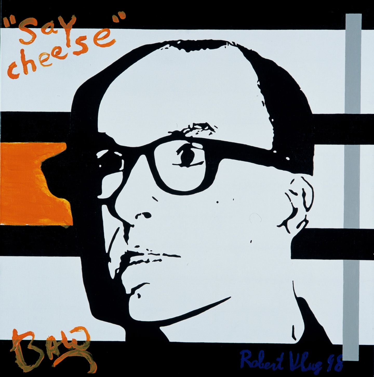 De afbeelding toont een kunstzinnig portret van Bart Chabot - Say Cheese. Gemaakt door: Robert Vlug