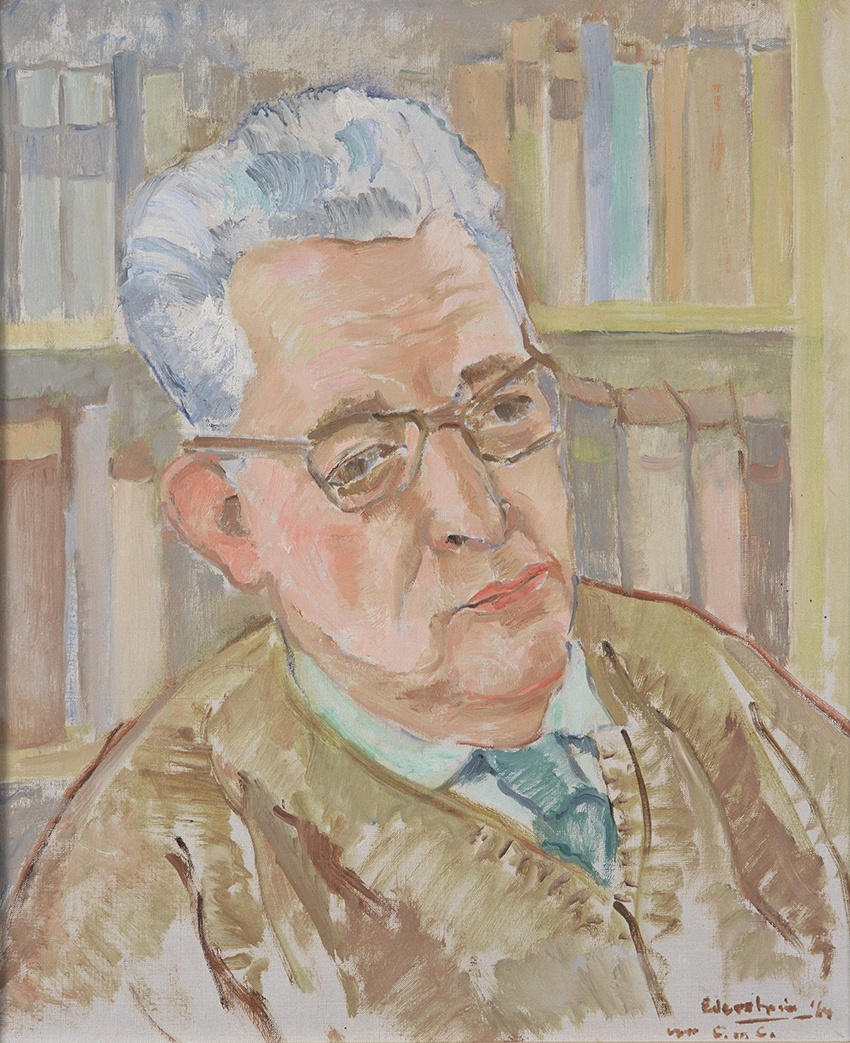 De afbeelding toont een kunstzinnig portret van C.J.E. Dinaux . Gemaakt door: Berthe Edersheim