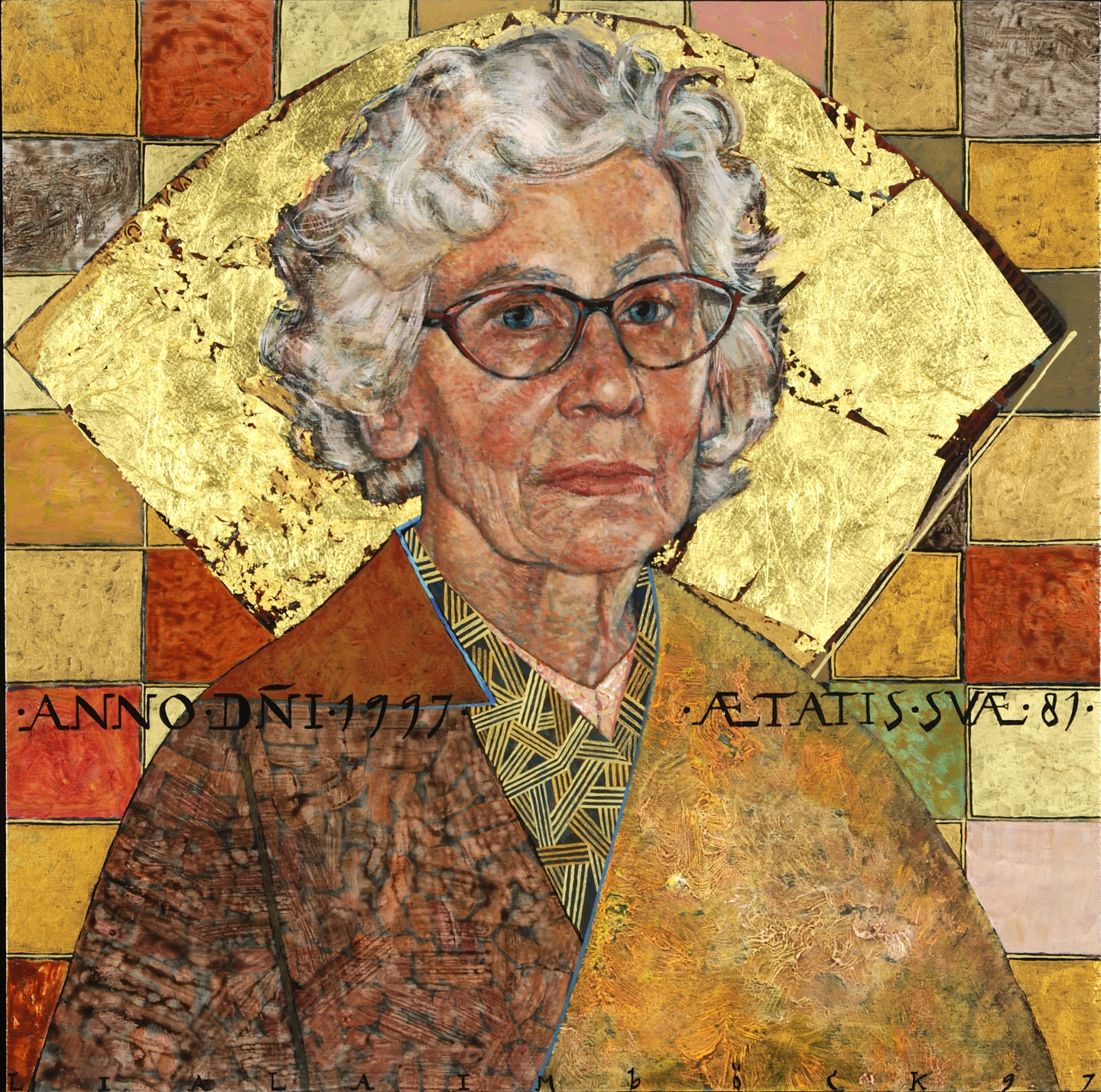 De afbeelding toont een kunstzinnig portret van Elisabeth Eybers . Gemaakt door: Lia Laimböck