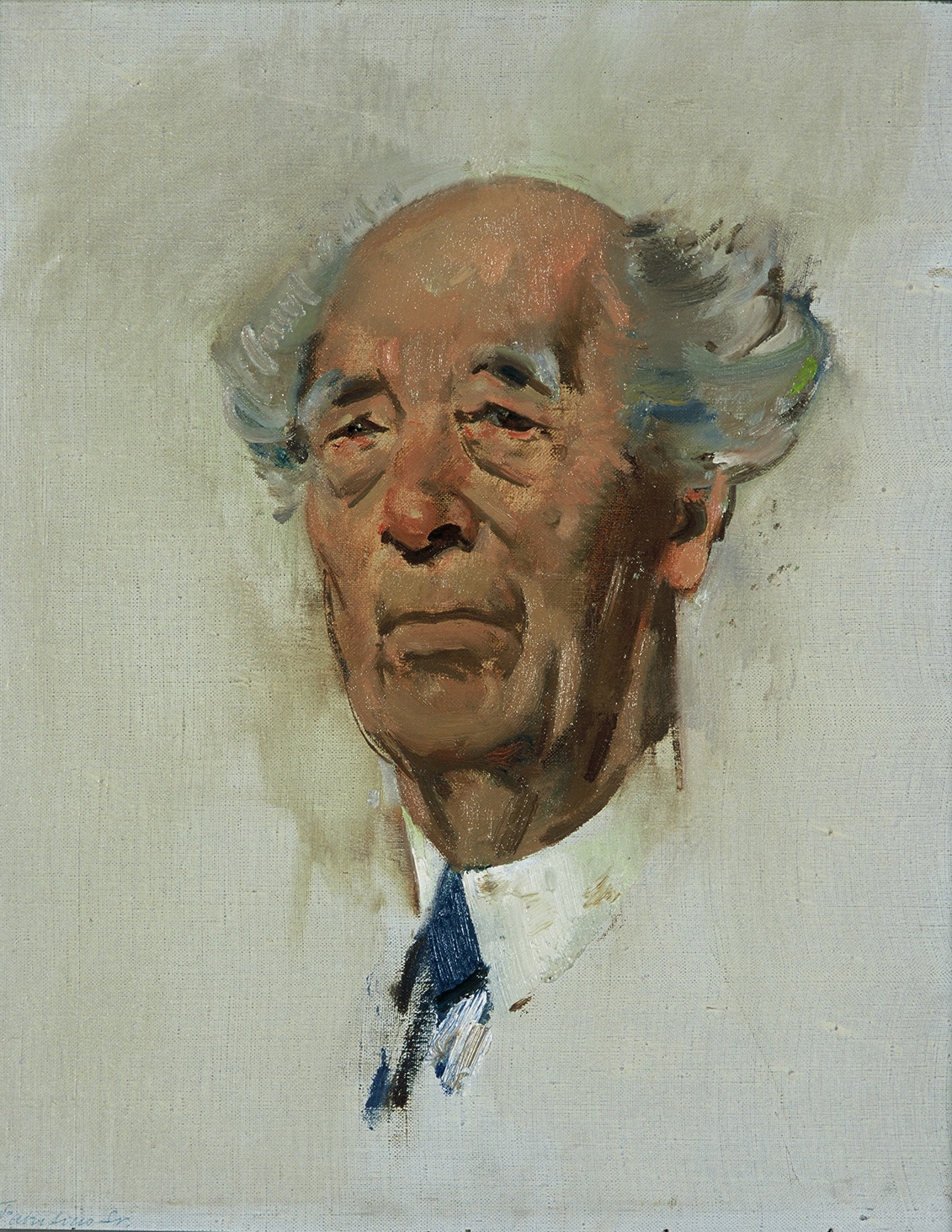 De afbeelding toont een kunstzinnig portret van Jan Fabricius. Gemaakt door: Piet van der Hem
