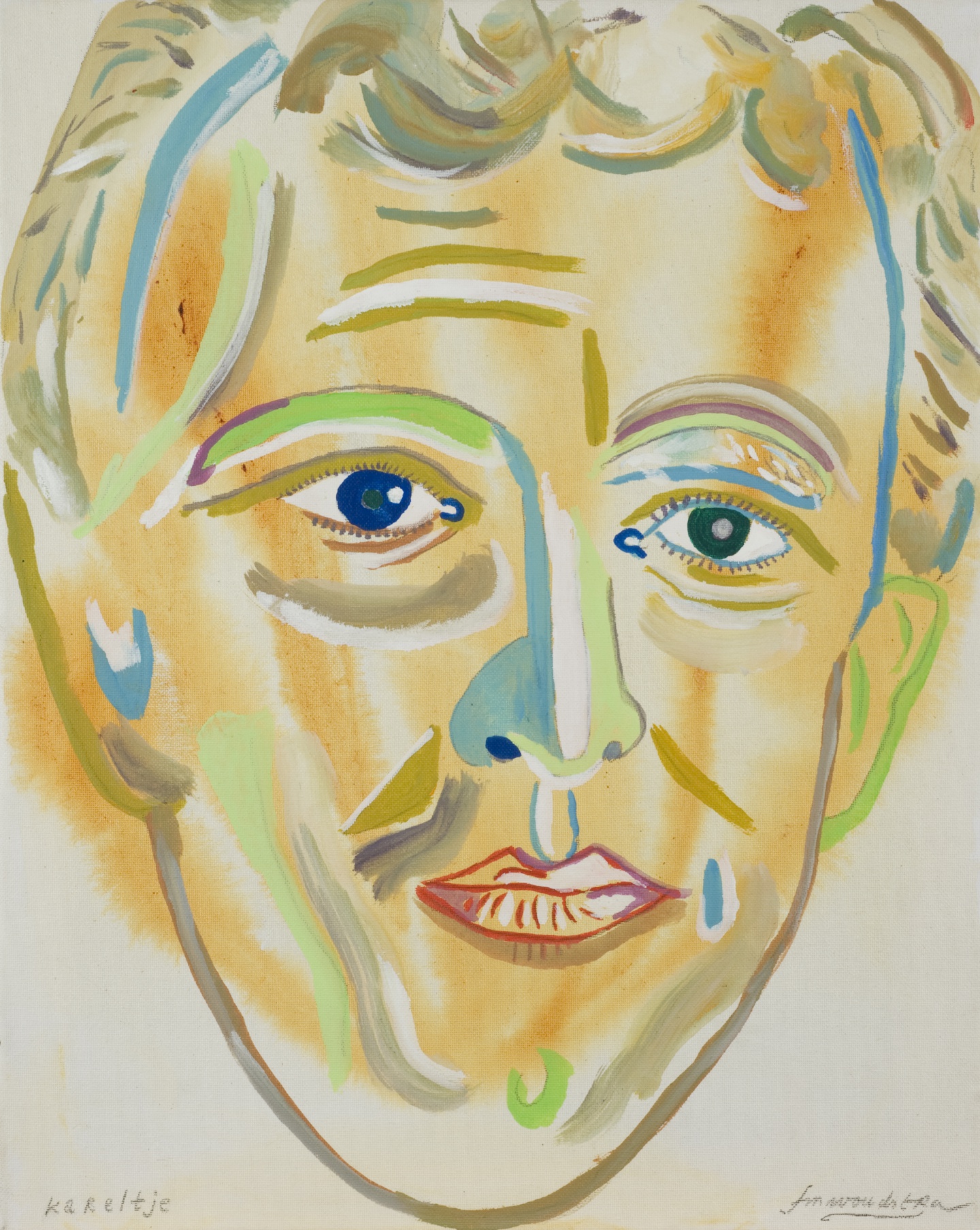 De afbeelding toont een kunstzinnig portret van Karel Glastra van Loon. Gemaakt door: Frits Woudstra