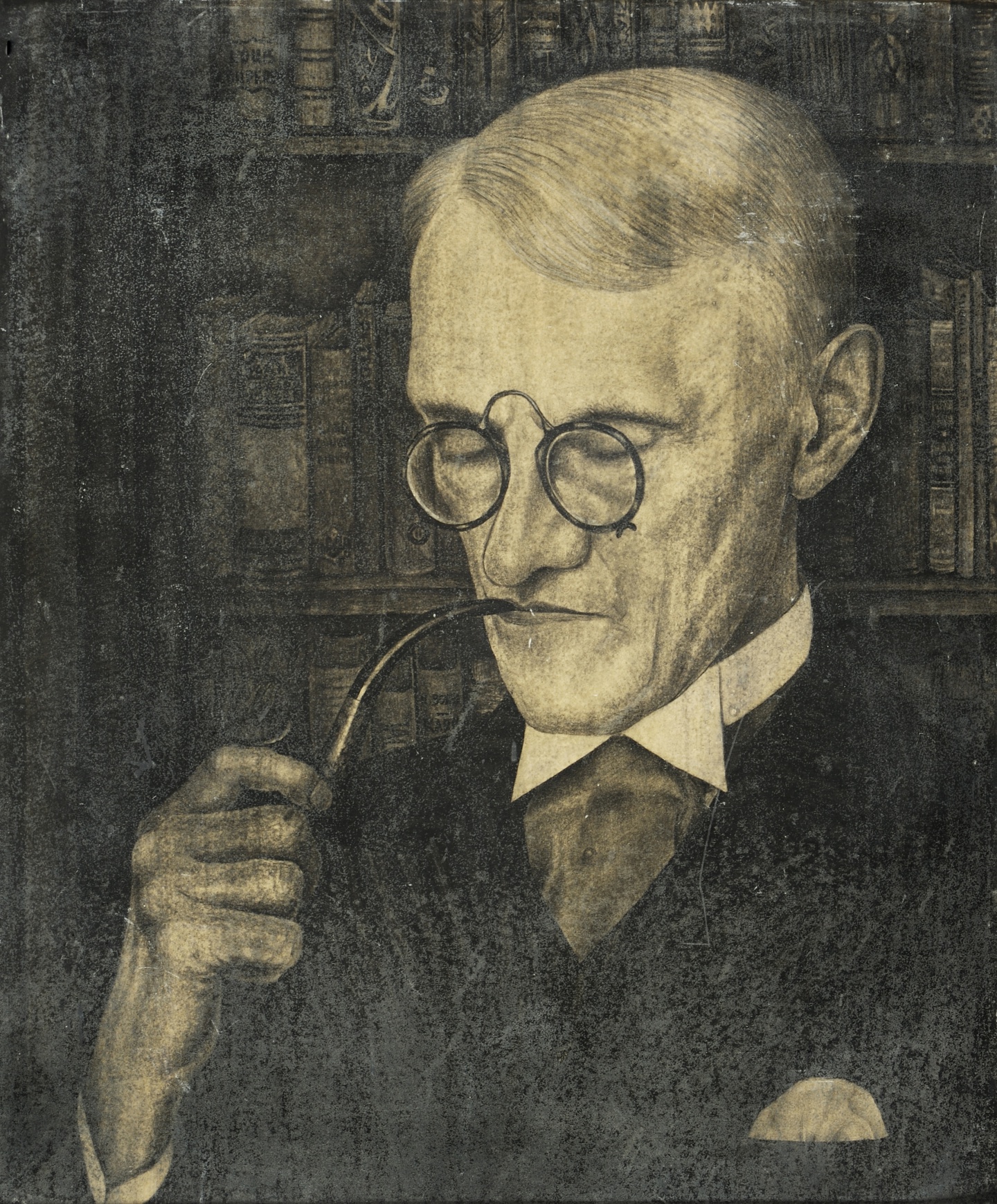 De afbeelding toont een kunstzinnig portret van Ernst Groenevelt . Gemaakt door: H.   Kroese