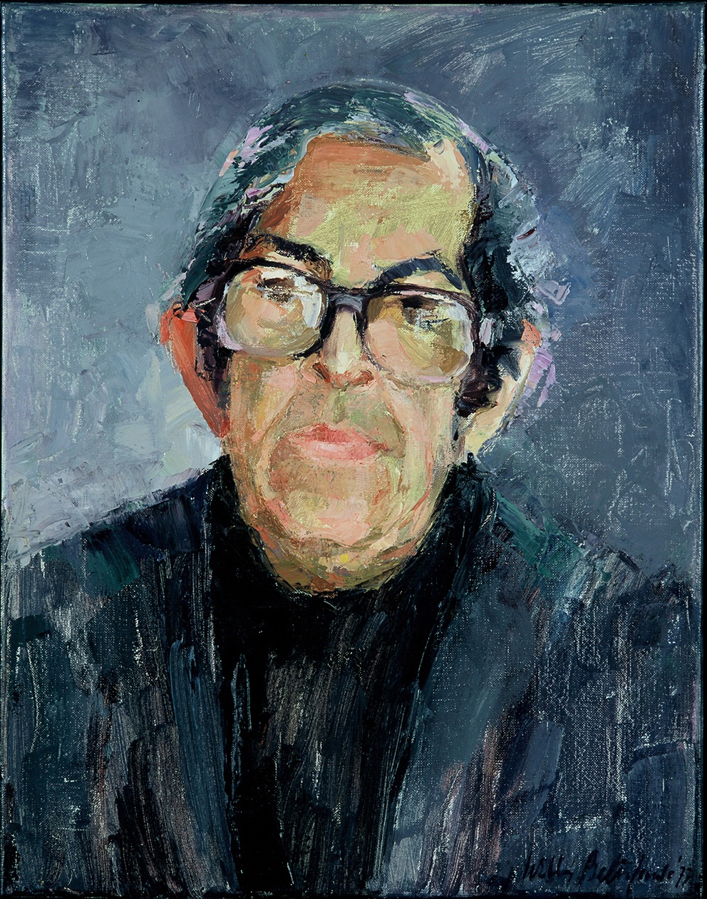De afbeelding toont een kunstzinnig portret van Albert Helman. Gemaakt door: Willy Belinfante