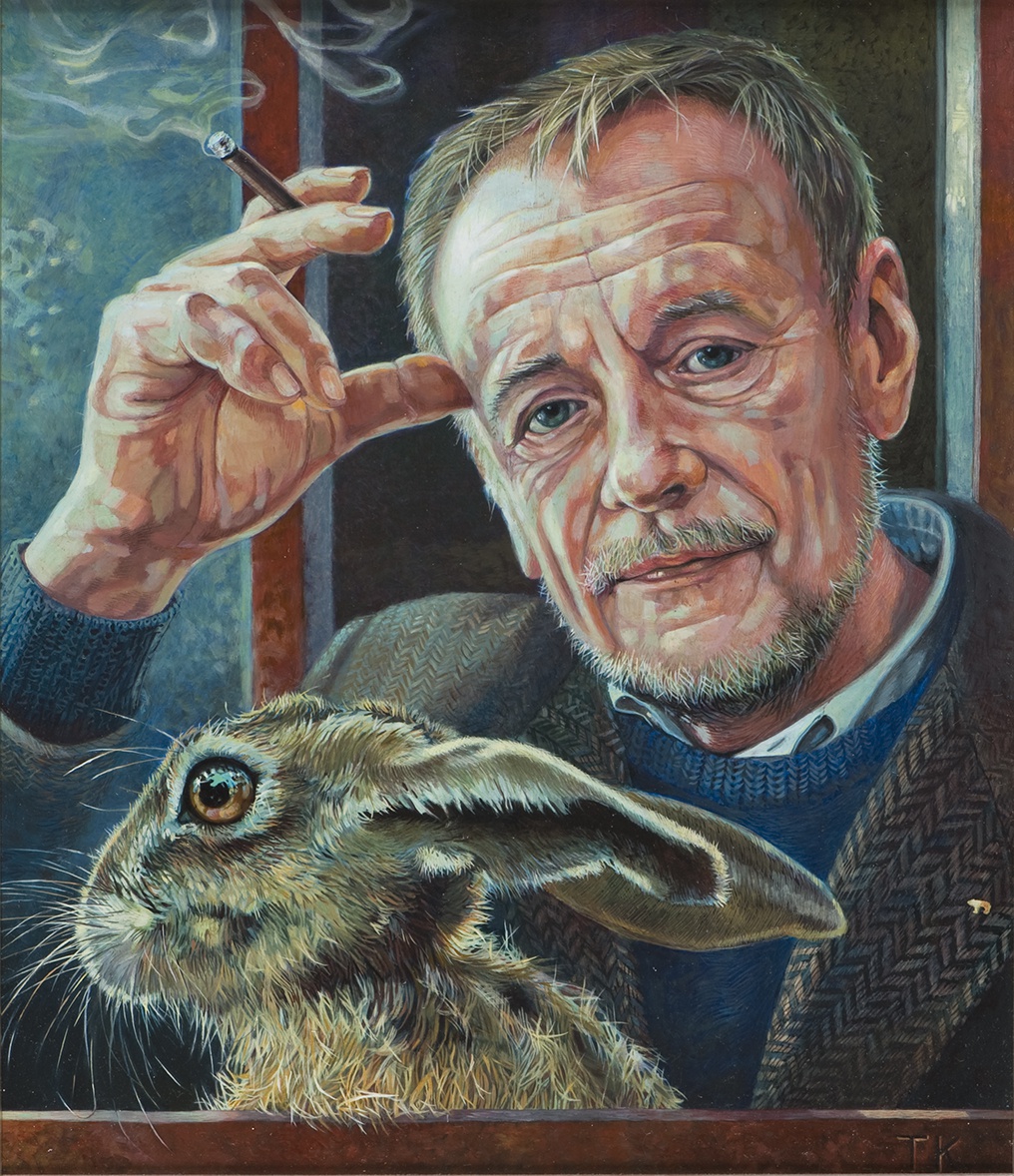 De afbeelding toont een kunstzinnig portret van C.O. Jellema . Gemaakt door: Trudy Kramer 
