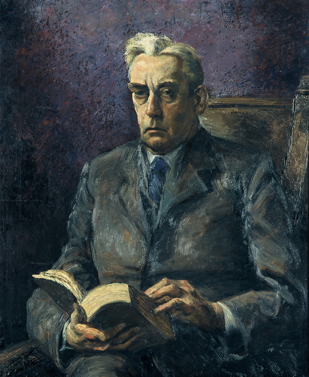De afbeelding toont een kunstzinnig portret van H.W.J.M. Keuls . Gemaakt door: Conrad  Kickert 