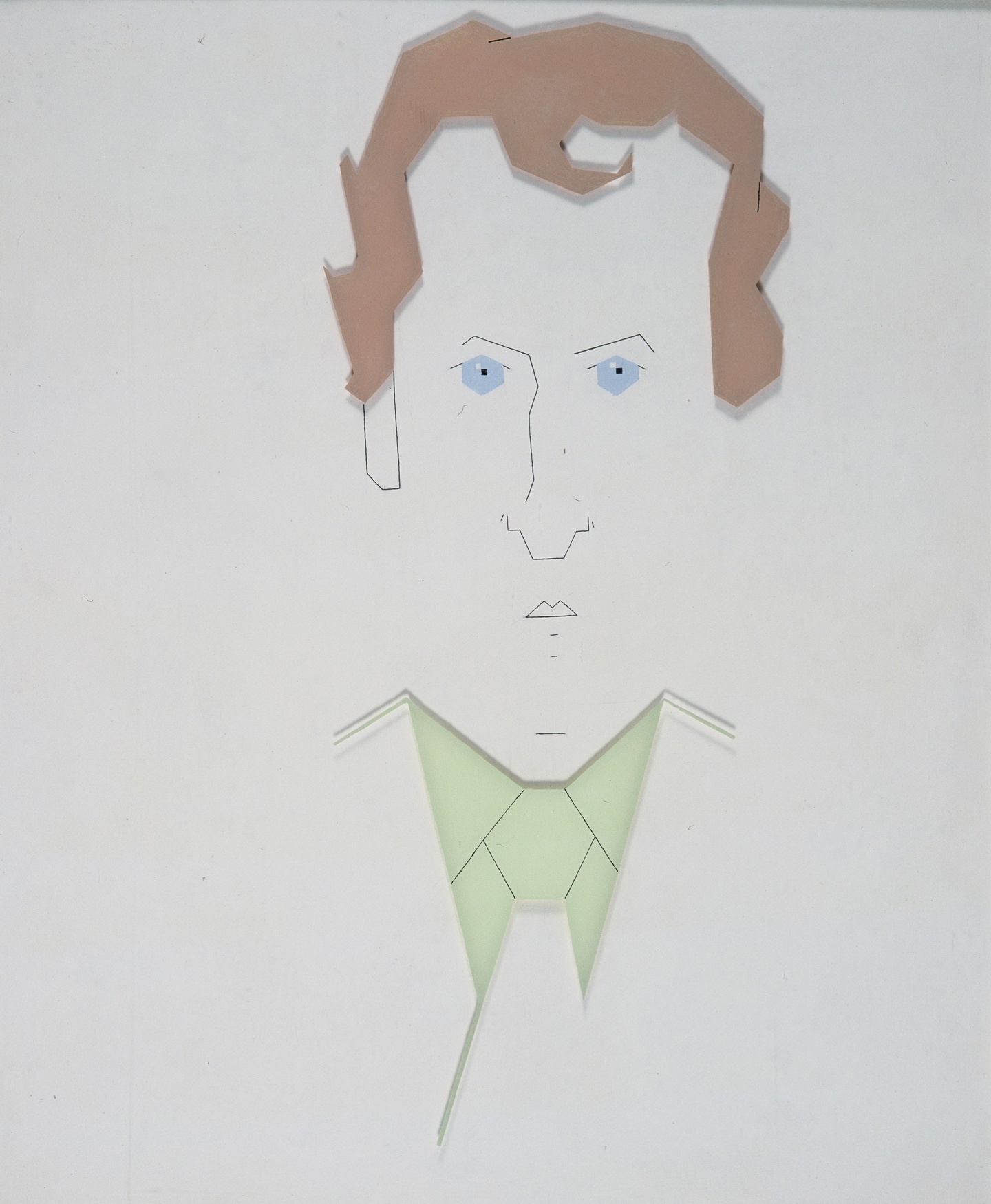 De afbeelding toont een kunstzinnig portret van Gerrit Komrij . Gemaakt door: Hendrik   Valk