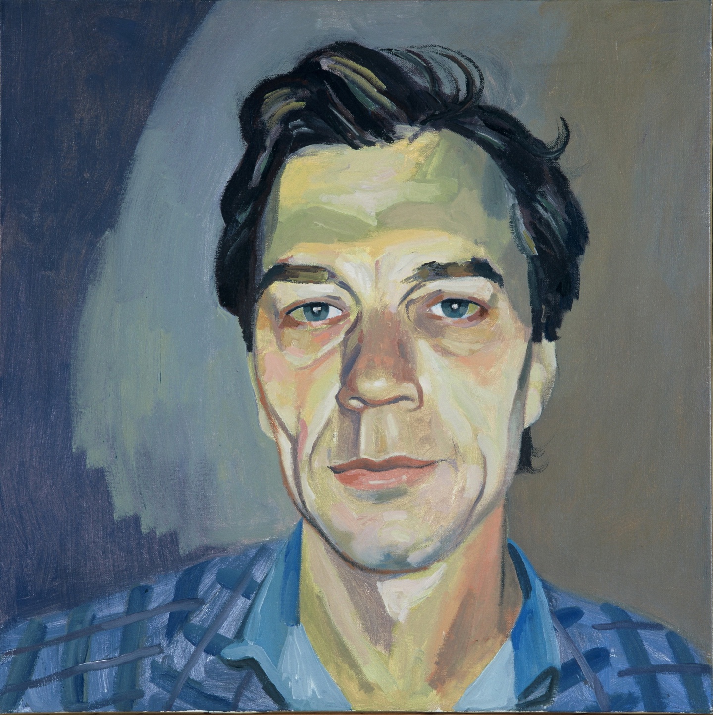 De afbeelding toont een kunstzinnig portret van Jan Mulder. Gemaakt door: Jan Vanriet