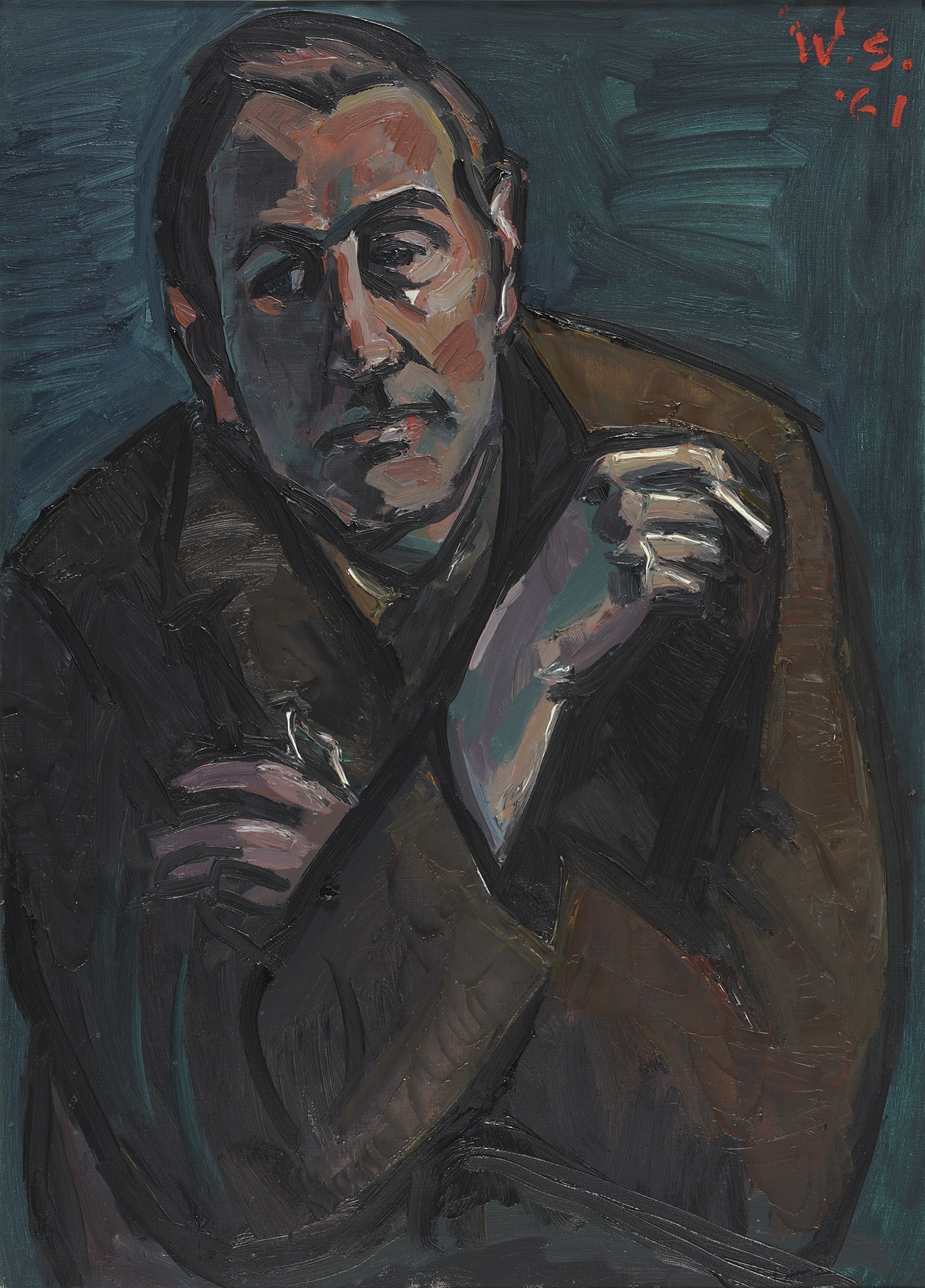 De afbeelding toont een kunstzinnig portret van Sybren Polet. Gemaakt door: Willem Schrofer