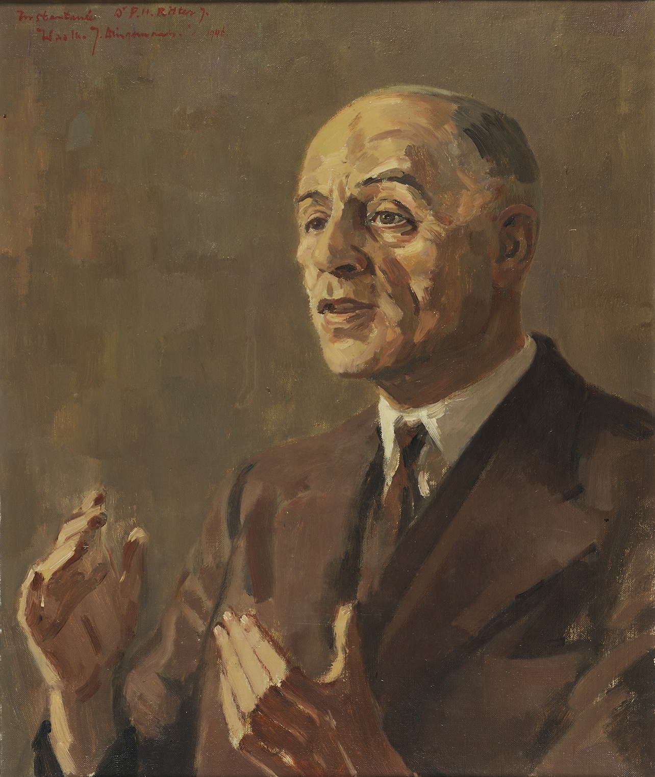 De afbeelding toont een kunstzinnig portret van P.H. Ritter jr. . Gemaakt door: Waalko   Dingemans