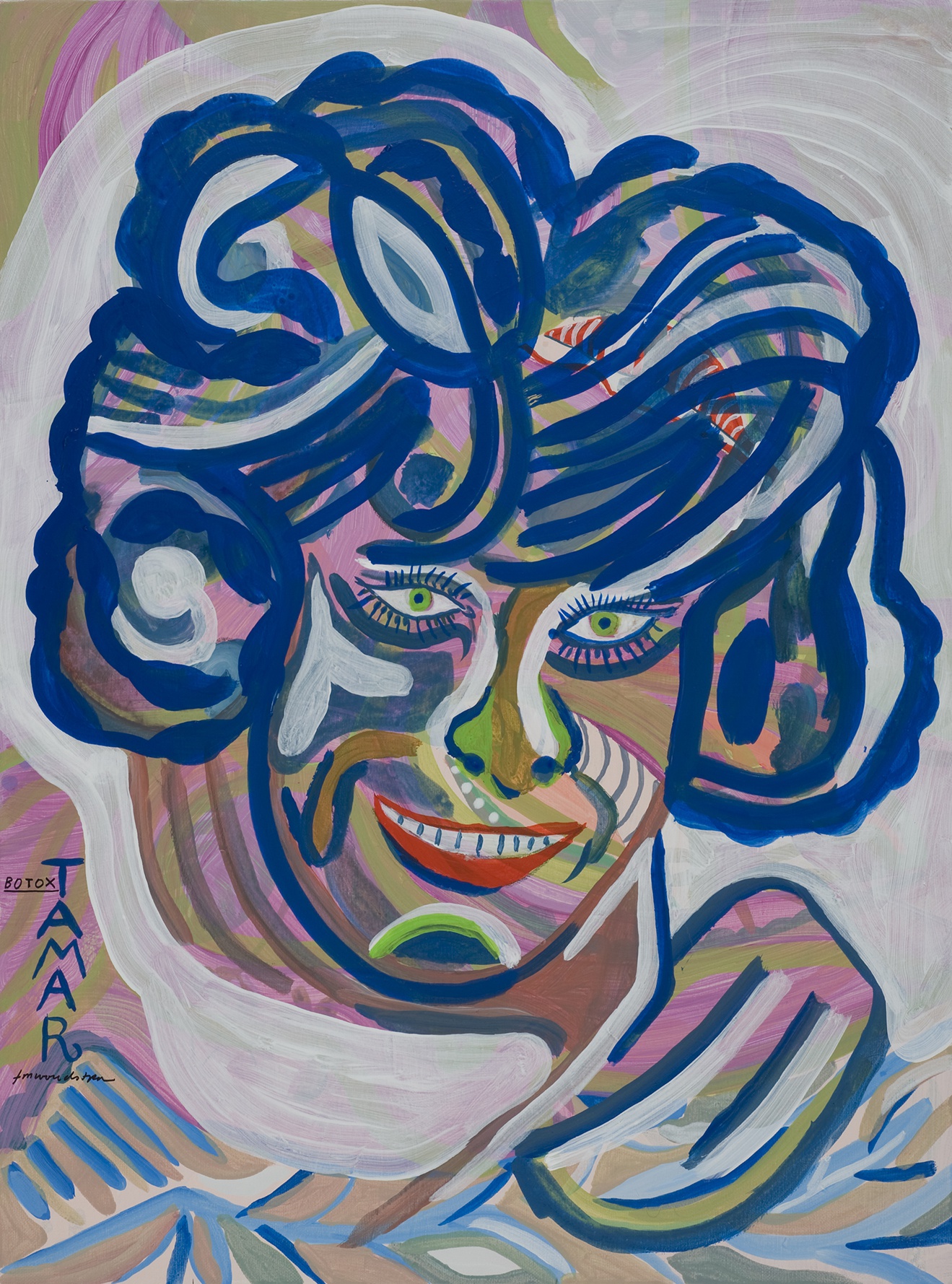 De afbeelding toont een kunstzinnig portret van Renate Rubinstein - Botox Tamar . Gemaakt door: Frits Woudstra