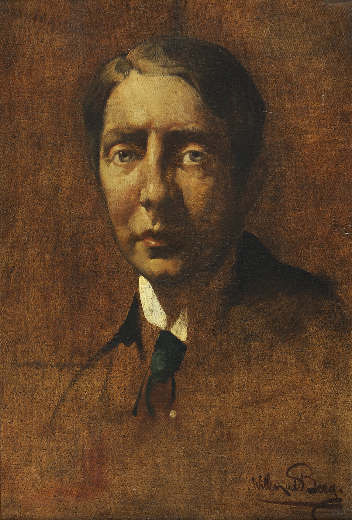 De afbeelding toont een kunstzinnig portret van Willem Schürmann . Gemaakt door: Willem van den  Berg 