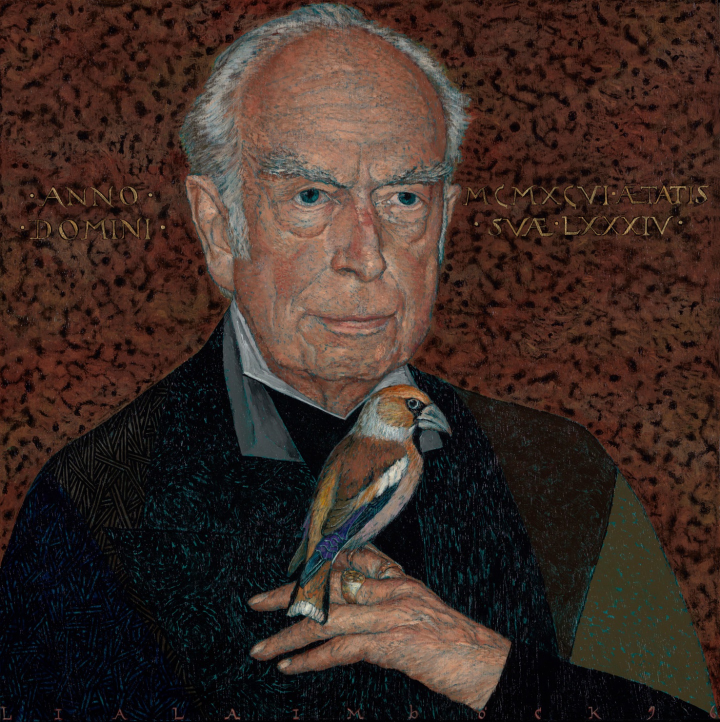 De afbeelding toont een kunstzinnig portret van Marten Toonder  . Gemaakt door: Lia   Laimböck