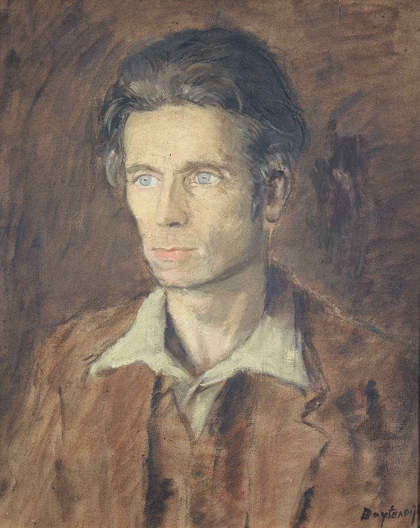 De afbeelding toont een kunstzinnig portret van Hendrik de Vries. Gemaakt door: Anton   Buytendijk