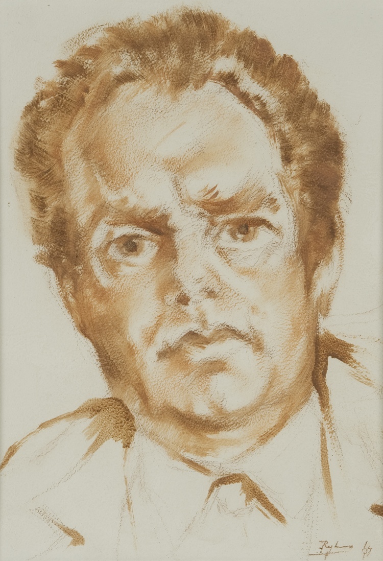 De afbeelding toont een kunstzinnig portret van Kees Winkler . Gemaakt door: Herman Rijkmans