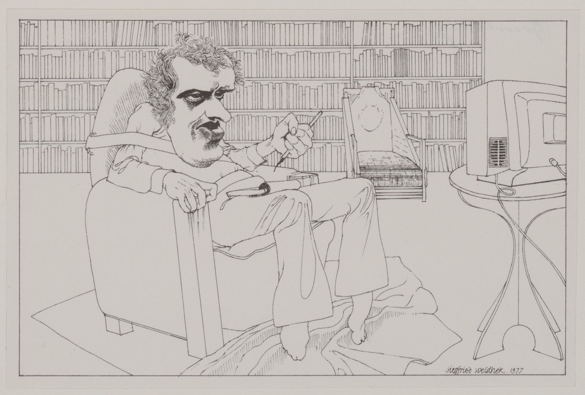 Cartoon door Siegfried Woldhek, 1977