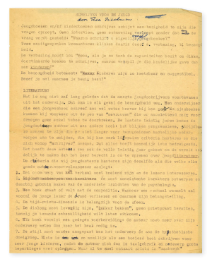Typoscript ‘Schrijven voor de jeugd’ van Thea Beckman