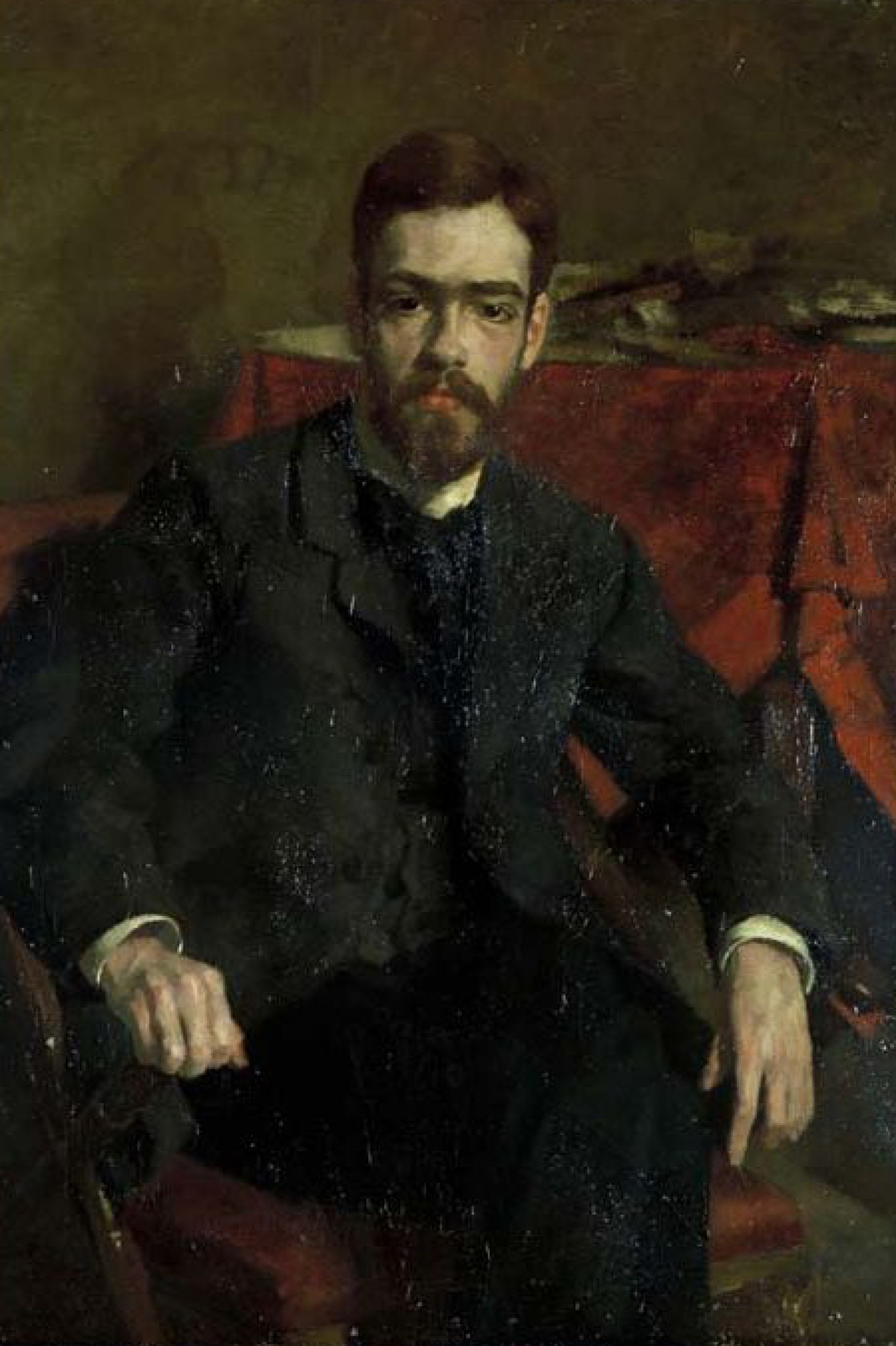 De afbeelding toont een kunstzinnig portret van Frans Coenen . Gemaakt door: Ferdinand  Hart Nibbrig 
