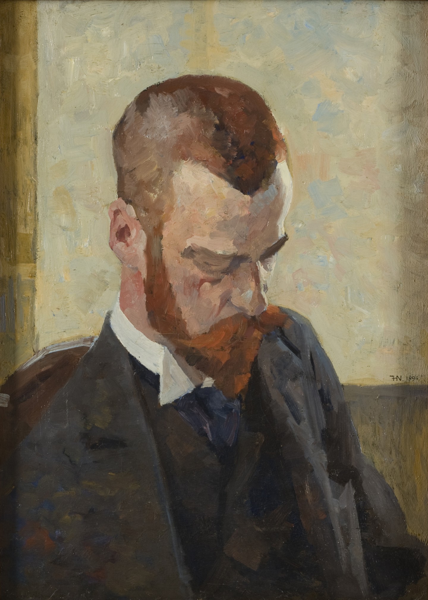 De afbeelding toont een kunstzinnig portret van Frans Coenen. Gemaakt door: Ferdinand  Hart Nibbrig 