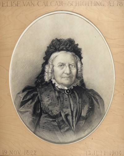 Deze afbeelding toont een kunstzinnig portret van Elise van Calcar.