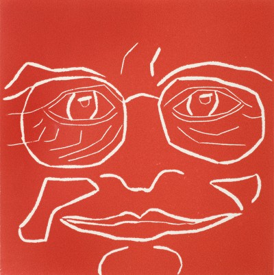 Deze afbeelding toont een kunstzinnig portret van Remco Campert.