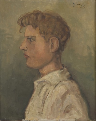 Deze afbeelding toont een kunstzinnig portret van S. Carmiggelt.