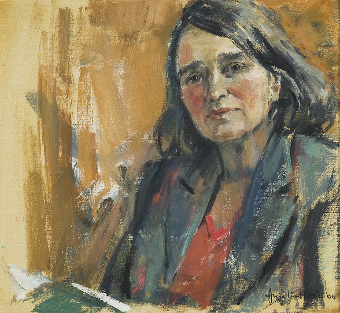 De afbeelding toont een kunstzinnig portret van Emma Crebolder. Gemaakt door: Annelies Hoek