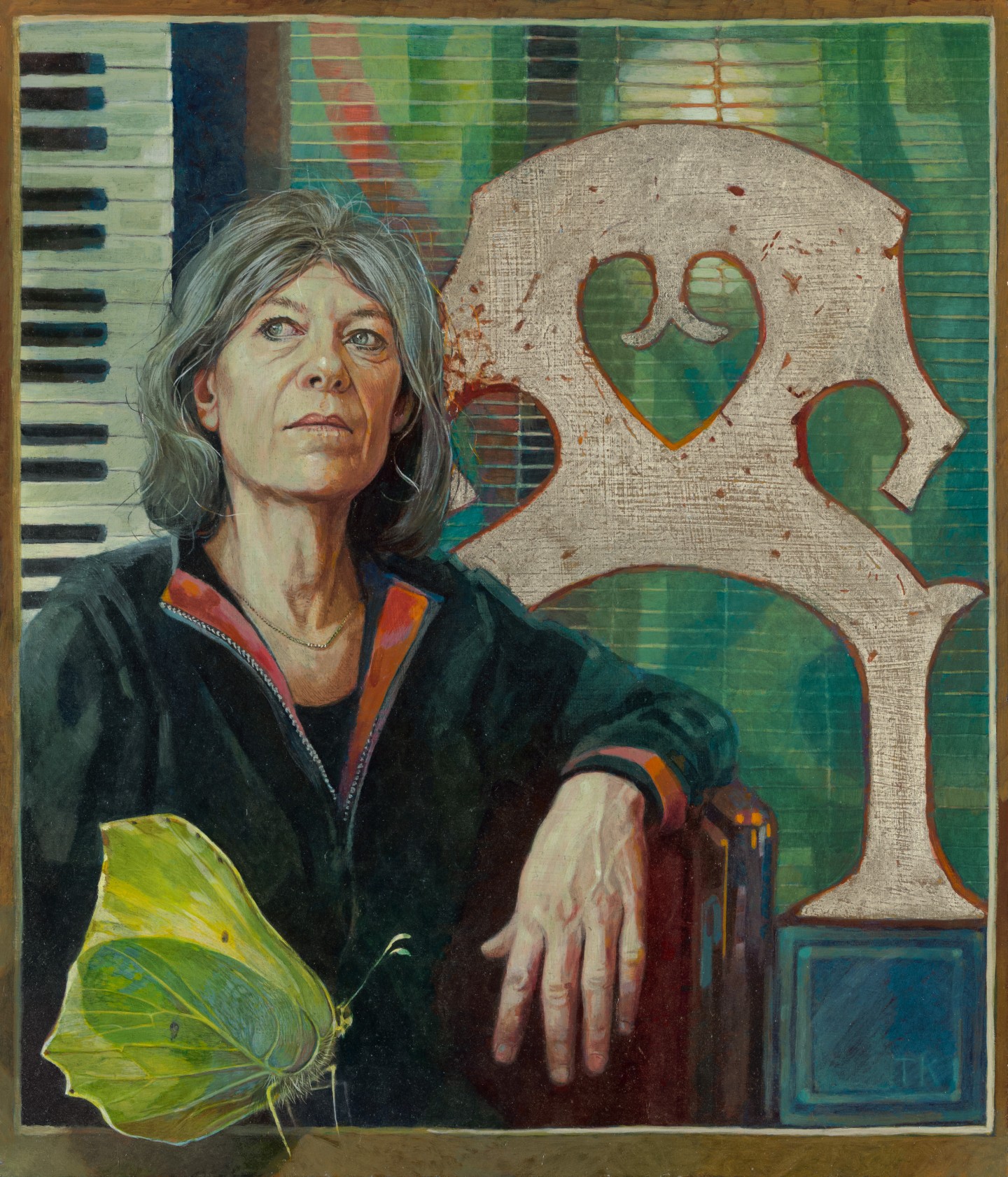 De afbeelding toont een kunstzinnig portret van Anna Enquist - Psyche. Gemaakt door: Trudy Kramer