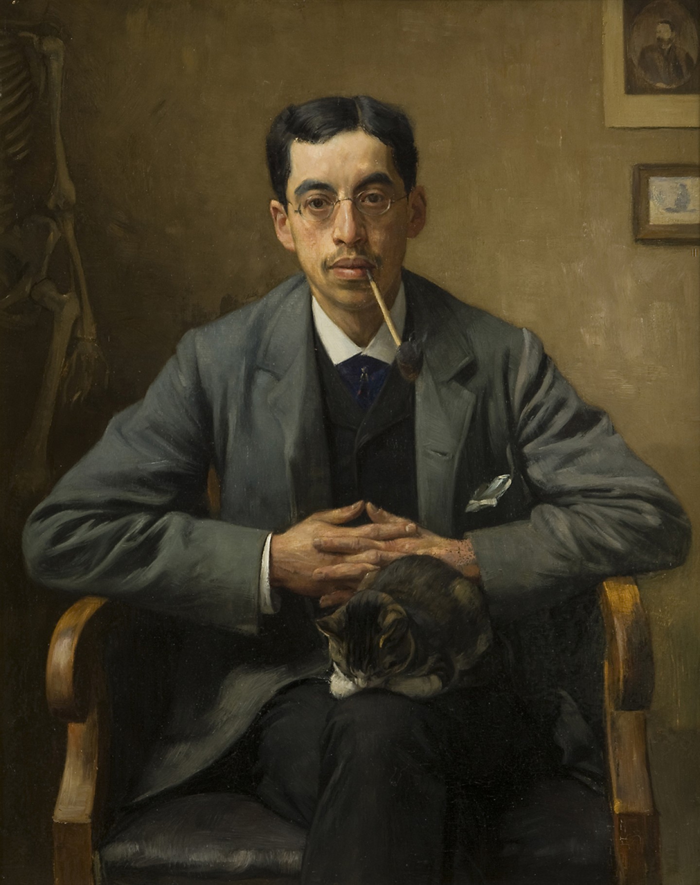 De afbeelding toont een kunstzinnig portret van A. Aletrino. Gemaakt door: Jan Veth