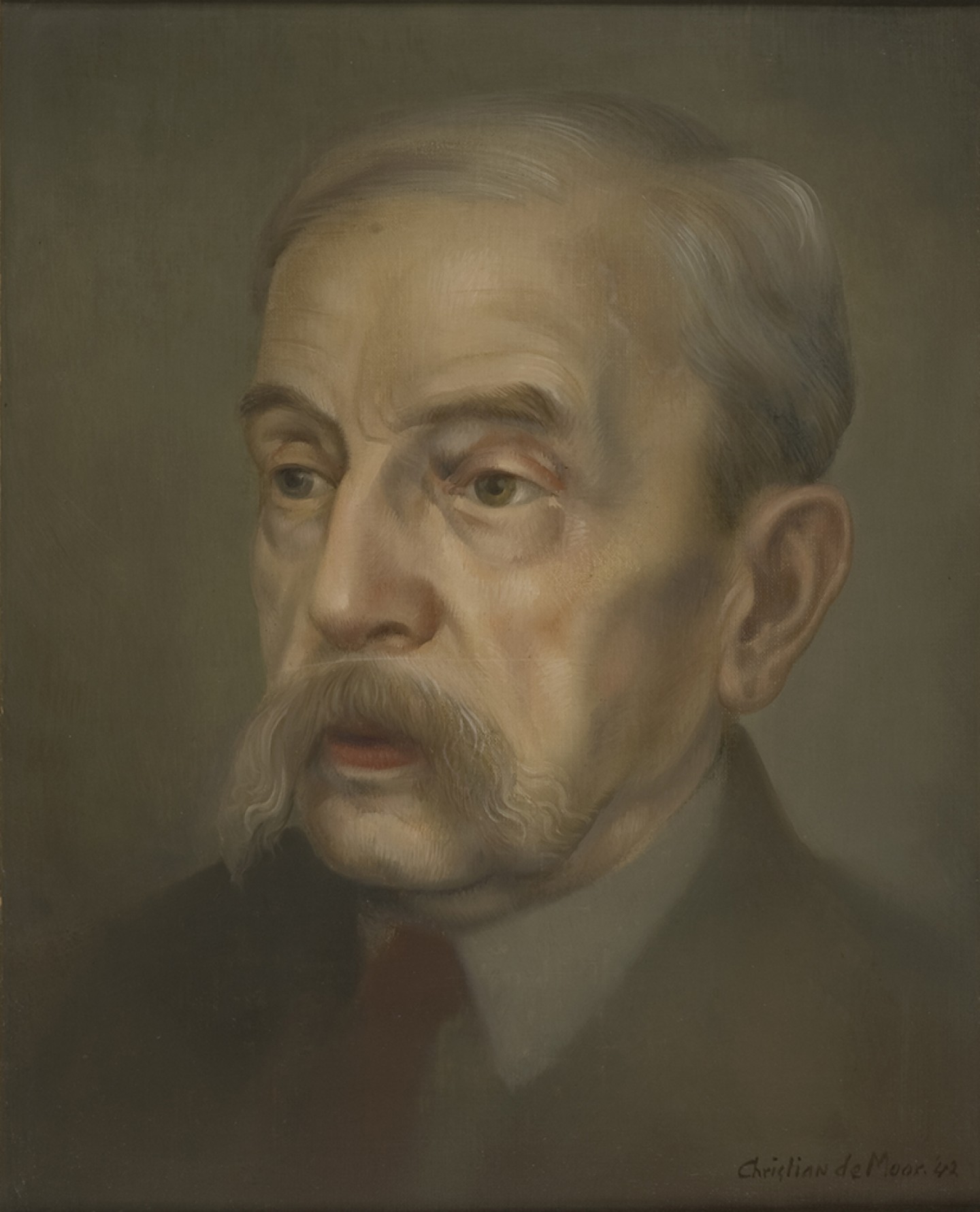 De afbeelding toont een kunstzinnig portret van P.C. Boutens. Gemaakt door: Chris de Moor 