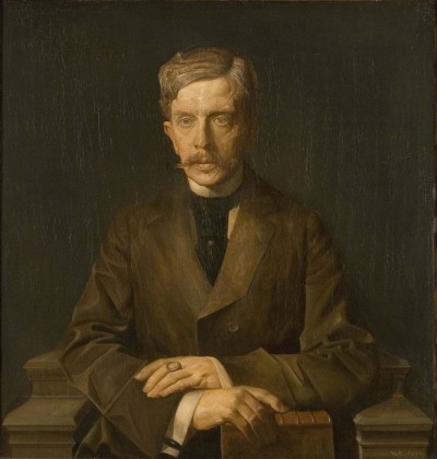 Deze afbeelding toont een kunstzinnig portret van P.C. Boutens .