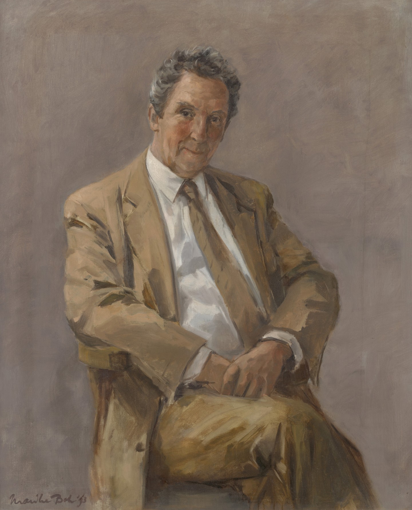 De afbeelding toont een kunstzinnig portret van F.L. Bastet . Gemaakt door: Marike  Bok 