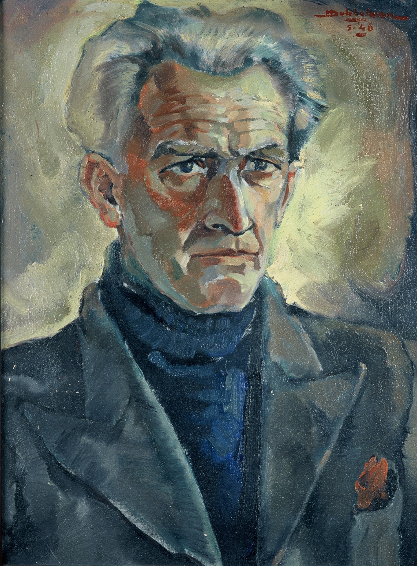 De afbeelding toont een kunstzinnig portret van Martien Beversluis. Gemaakt door: M. Dobbelman