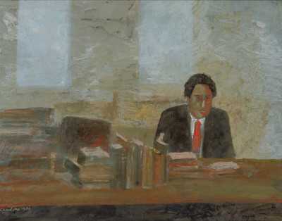 Deze afbeelding toont een kunstzinnig portret van J.M.A. Biesheuvel.