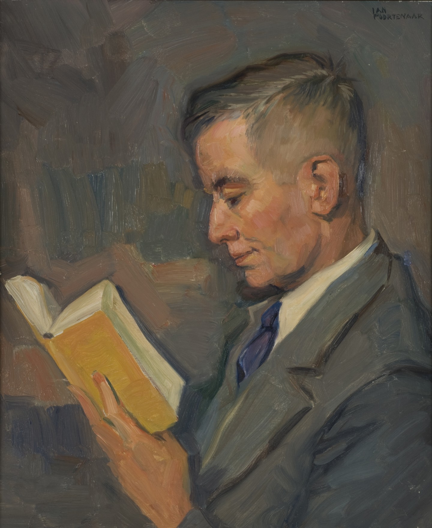 De afbeelding toont een kunstzinnig portret van W.R. van Brakell Buys. Gemaakt door: Jan Poortenaar
