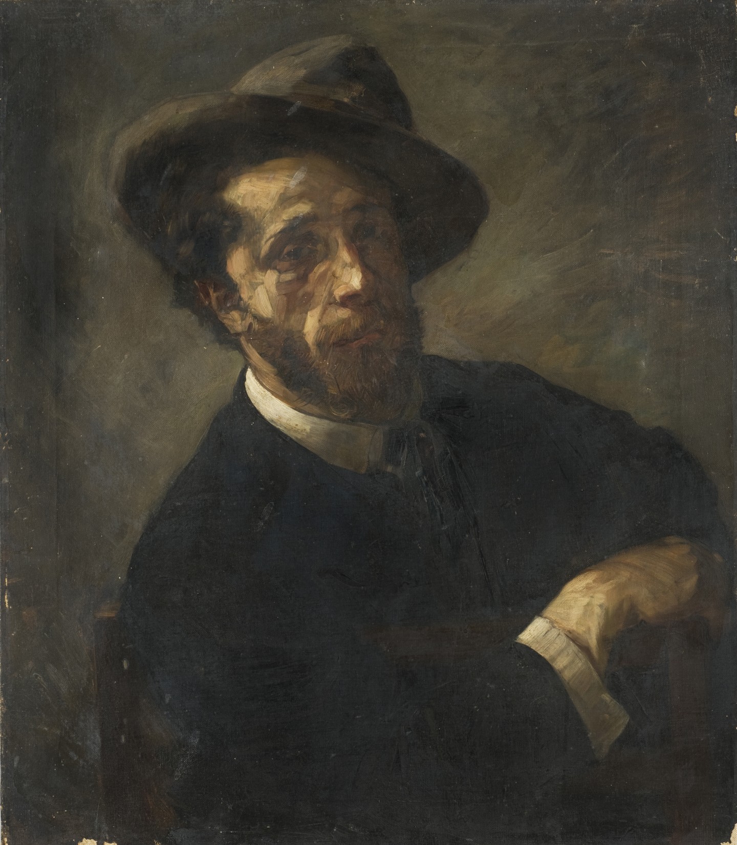 De afbeelding toont een kunstzinnig portret van Jopie Breemer. Gemaakt door: A.M.  Broekman