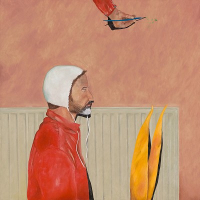 Deze afbeelding toont een kunstzinnig portret van Breyten Breytenbach.