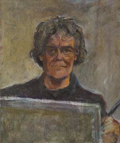 Deze afbeelding toont een kunstzinnig portret van Harrie Geelen .