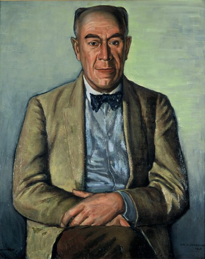 Deze afbeelding toont een kunstzinnig portret van G.H. ’s- Gravesande .