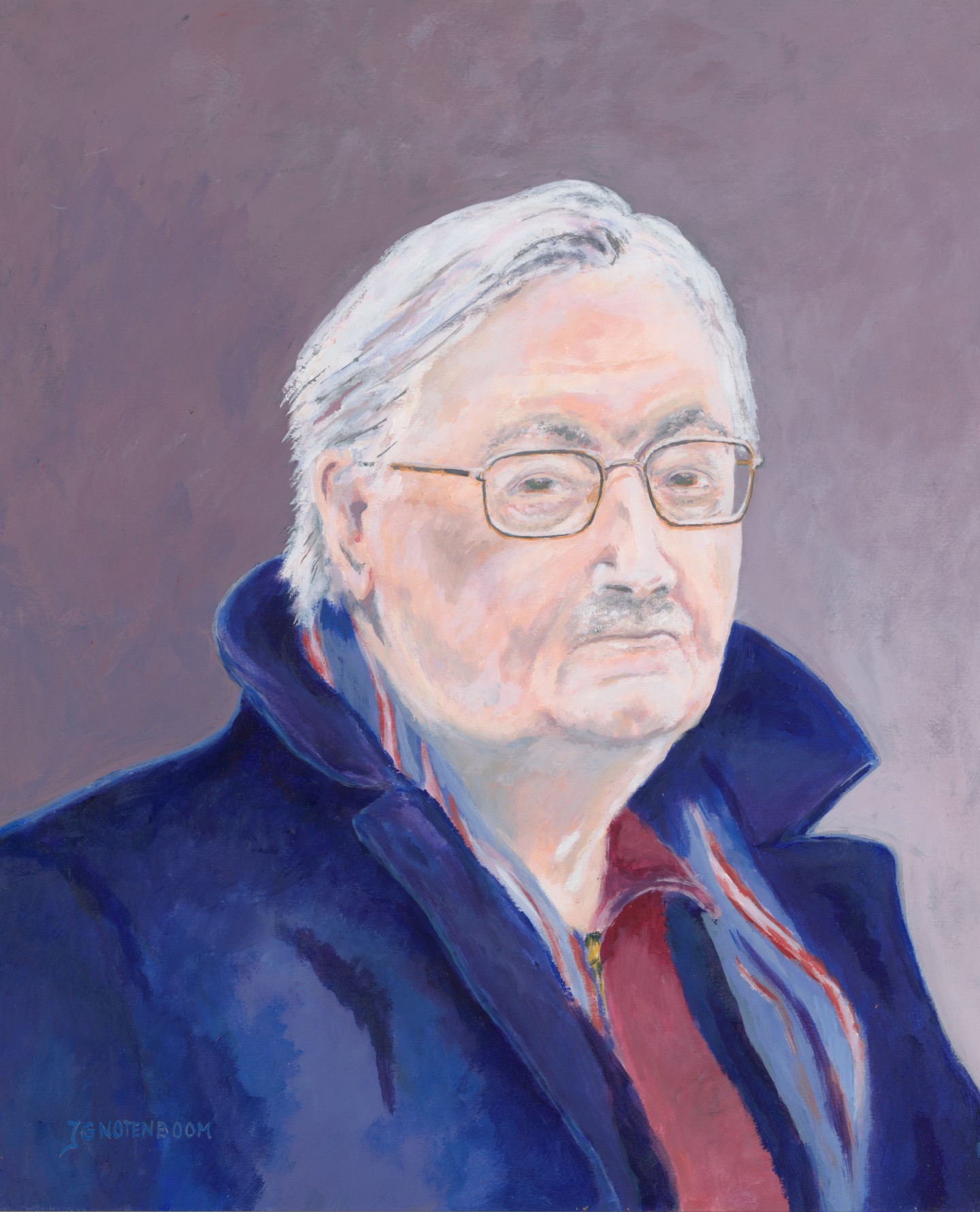 De afbeelding toont een kunstzinnig portret van Karel N.L. Grazell. Gemaakt door: Marjan J.G.  Notenboom