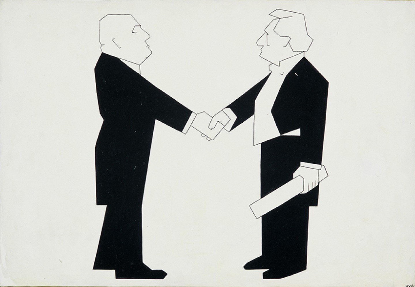 De afbeelding toont een kunstzinnig portret van Lodewijk van Deyssel en Willem Kloos. Gemaakt door: Hendrik Valk