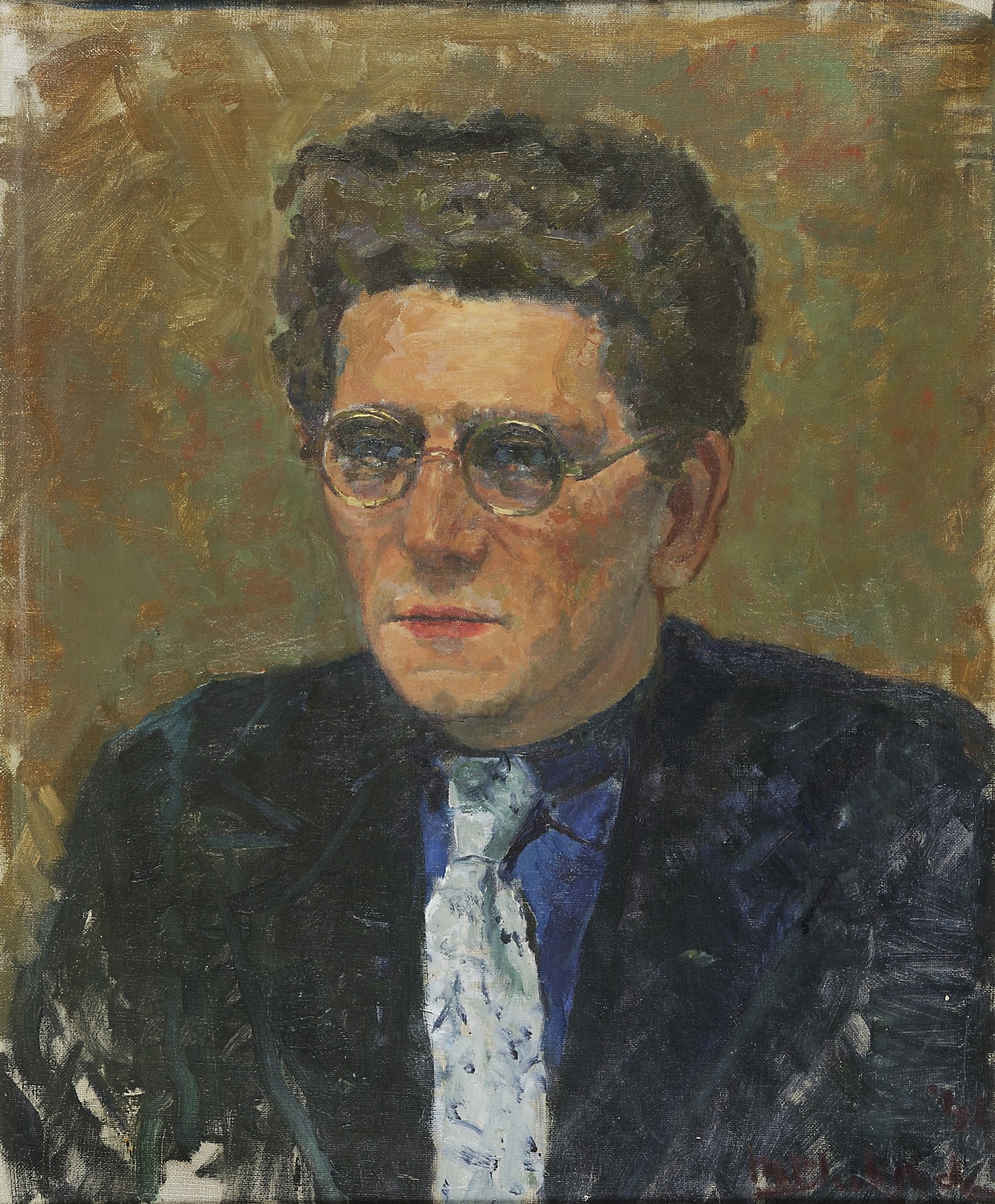 De afbeelding toont een kunstzinnig portret van Maurits Dekker . Gemaakt door: Meijer  Bleekrode