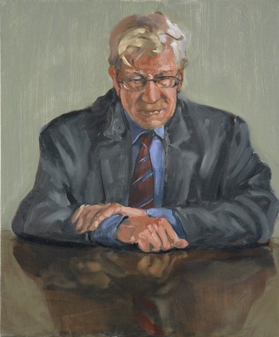 Deze afbeelding toont een kunstzinnig portret van Drs. P.
