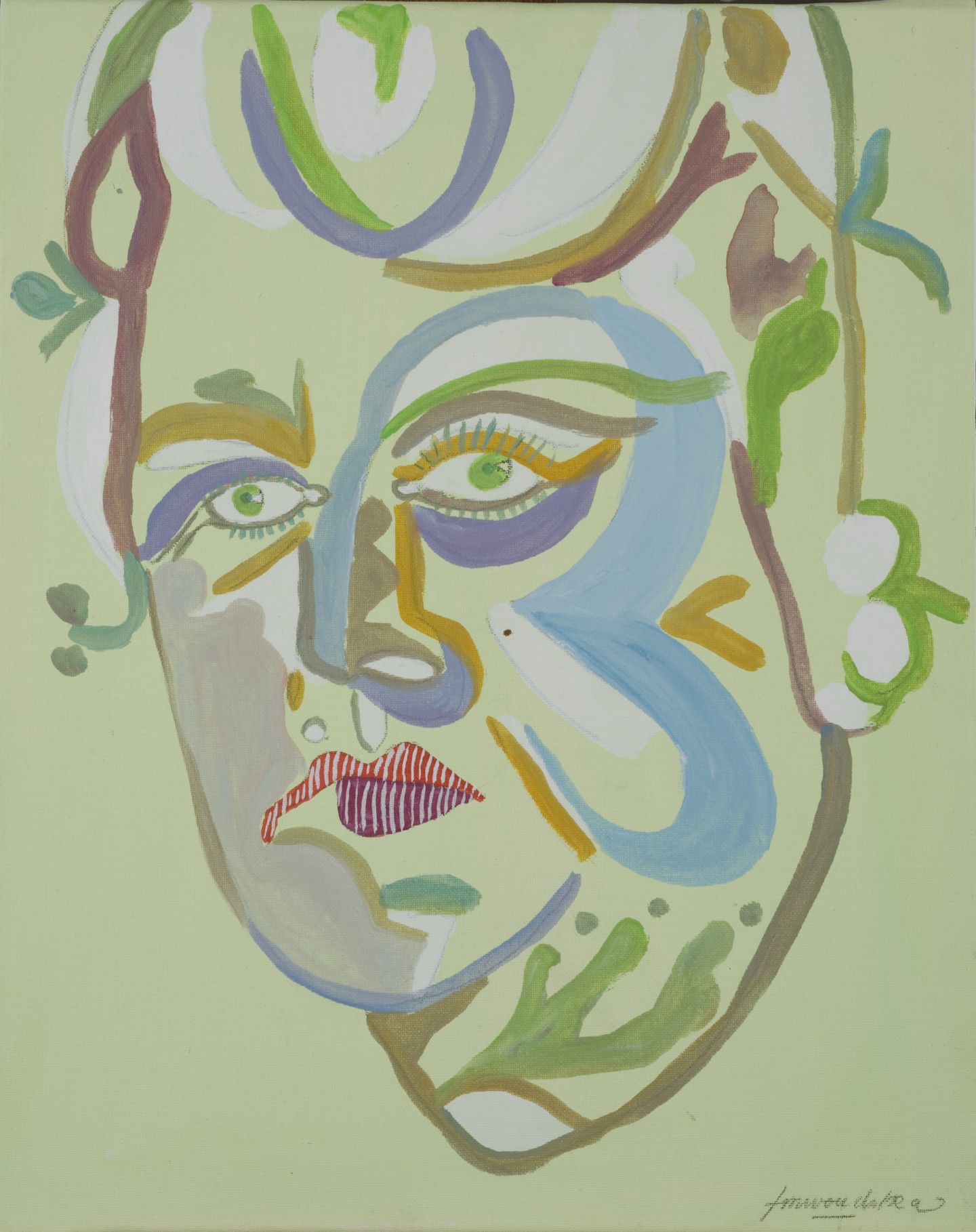 De afbeelding toont een kunstzinnig portret van Cherry Duyns. Gemaakt door: Frits Woudstra